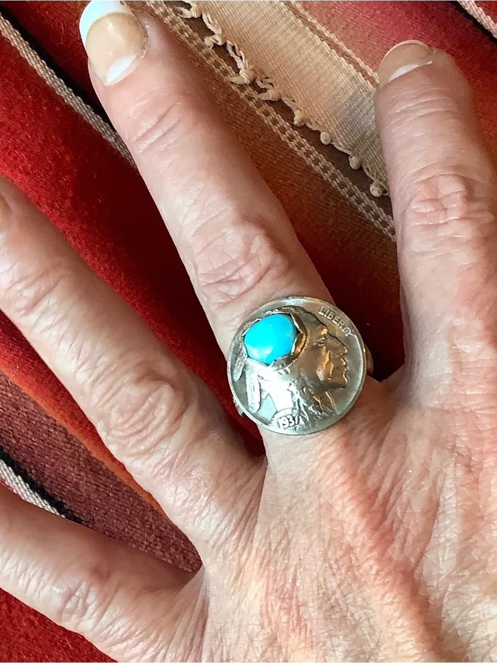 Sterling Silver Coin Ring, size 8.5